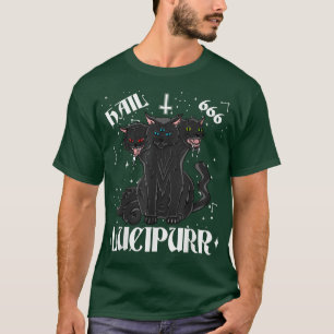 Lucipurr Hail Satan Occult Satanic Cat Cerberus Pe T-Shirt