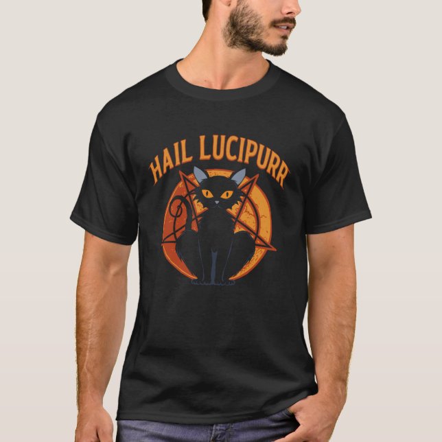 Lucipurr  Satanic Baphomet Occult Gothic Demon Cat T-Shirt (Front)