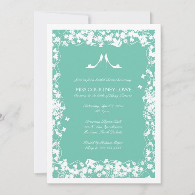 Lucite Green Heels Bridal Shower Invitation (Front)