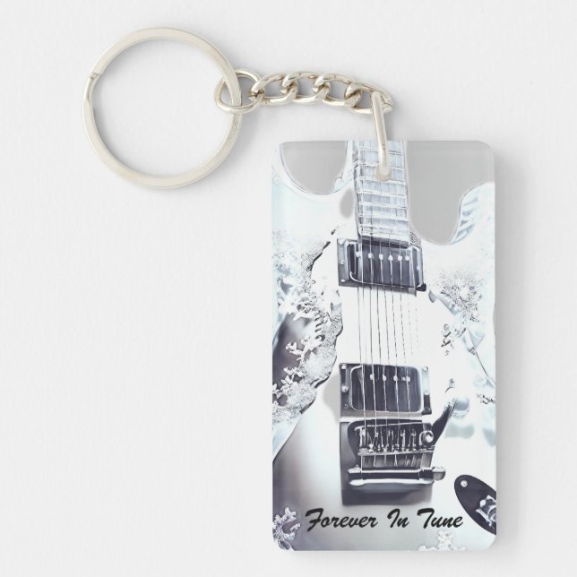 Lucite Guitar Wedding Favour Keychain (Front)