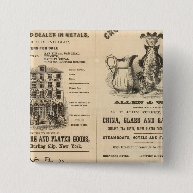 Lucius Hart 2 Inch Square Button (Front)