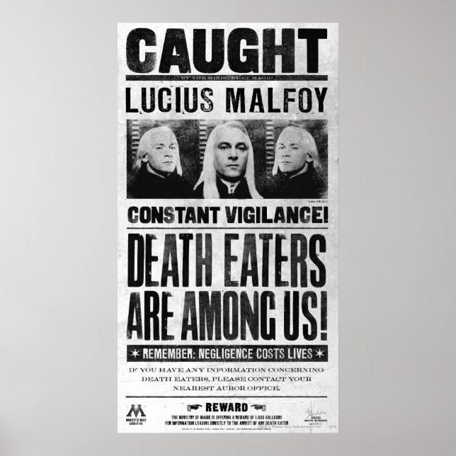 Lucius Malfoy Wanted Poster (Front)