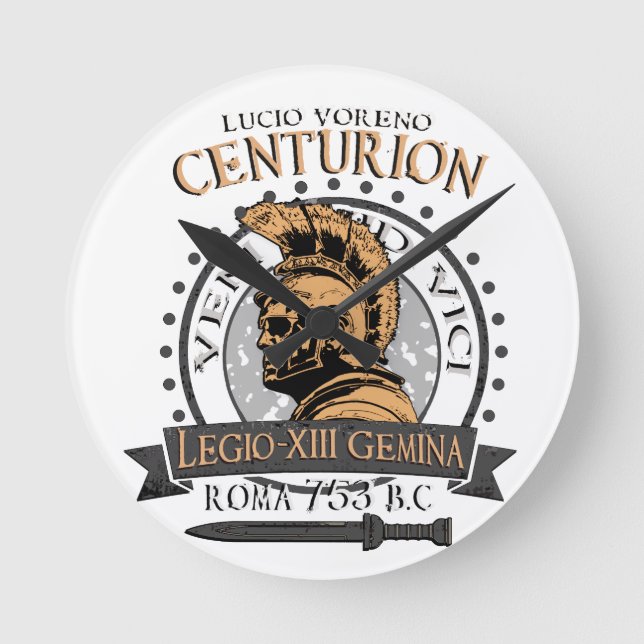 Lucius Voreno, a famous Roman Centurion Round Clock (Front)