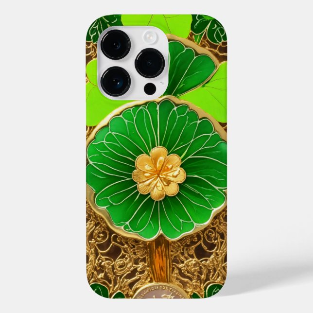 Luck four leaf clover 888 silver lotus water case (Back)