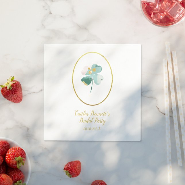 Luck in Love Green St. Patrick's Day Bridal Shower Napkin (Creator Uploaded)