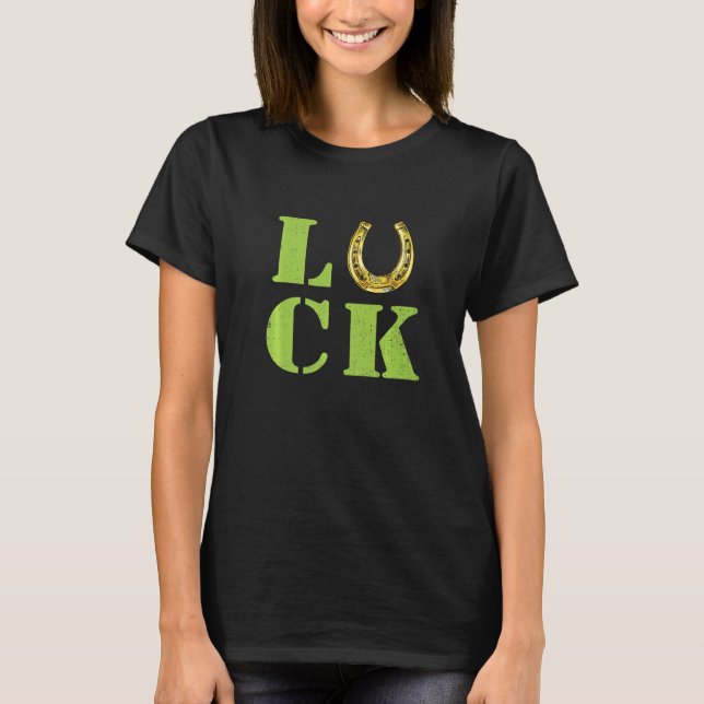 Luck Irish St Patricks Day Horseshoe Gold Ireland  T-Shirt (Front)