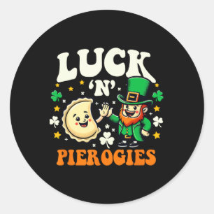 Luck N Pierogies Funny Polish Irish St Patricks Da Classic Round Sticker