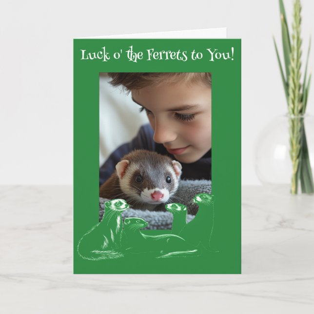 Luck o' the Ferrets St. Patrick's Day Holiday Card (Front)