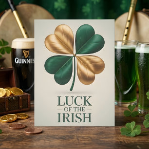 Luck of Irish Gold Shamrock Lucky Design Holiday Card