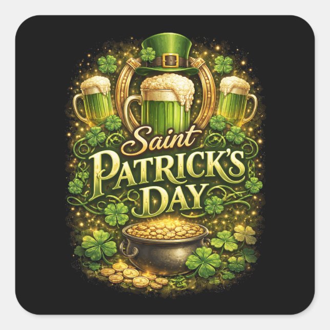 Luck of the Emerald Isle Square Sticker (Front)