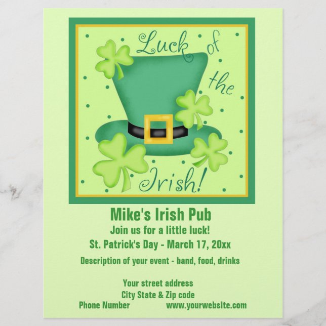 Luck of the Irish Business Promotion Custom Flyer (Front)