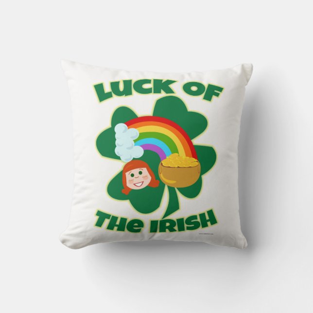 Luck of the Irish Cartoon Throw Pillow (Front)