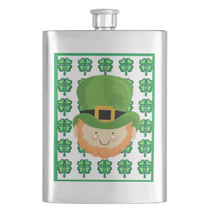 Luck of the Irish Leprechaun and shamrock Hip Flask