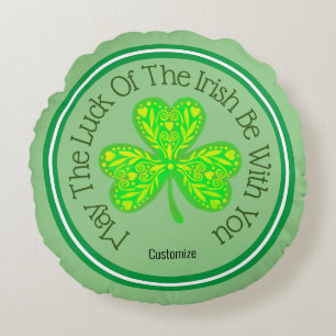 Luck of the Irish Neon Shamrock Round Pillow