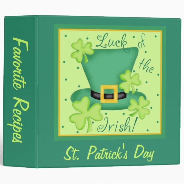 Luck of the Irish Party Recipe Notebook Album Binder (Front/Spine)