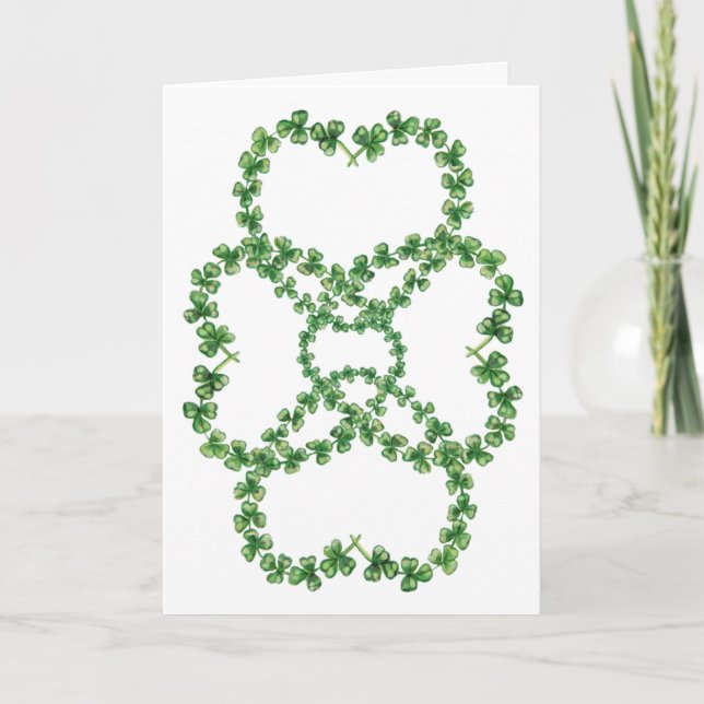 Luck of the Irish, St Patrick's Day, 4 Shamrocks Card (Front)
