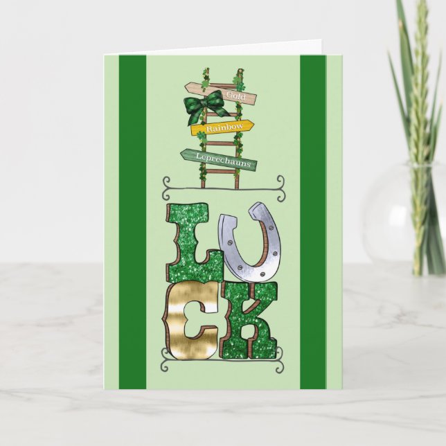Luck on St. Patrick's Day with Sign & Luck Letters Card (Front)