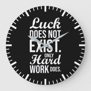 Luck vs Hard Work - Gym, Hustle, Success Large Clock
