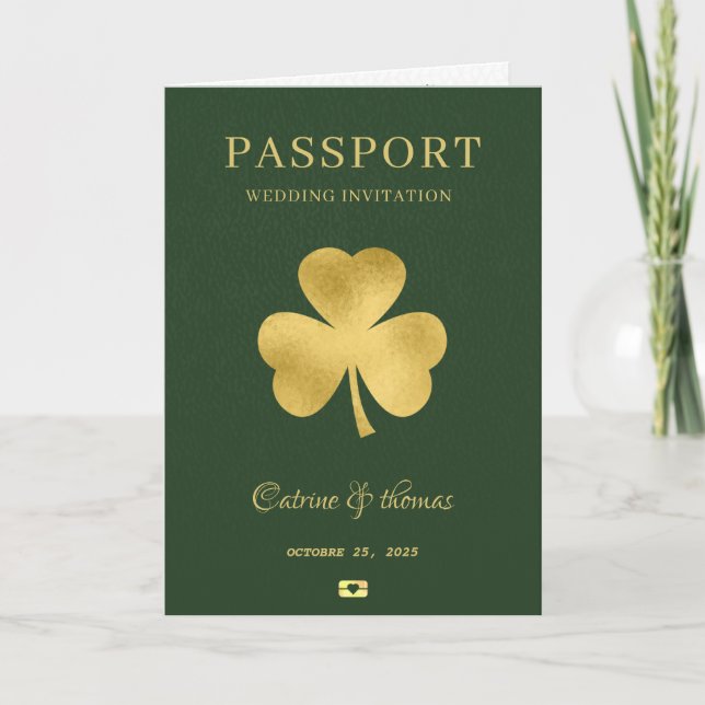 Luck Wedding  Destination Passport World Map  Invitation (Front)