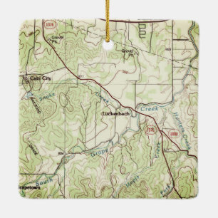 Luckenbach Topo Map Ceramic Ornament