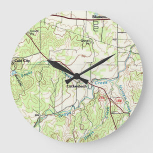 Luckenbach TX Map Large Clock