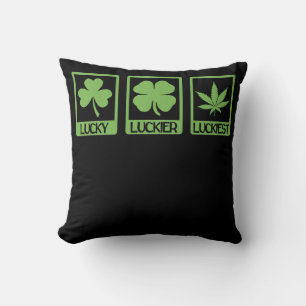 Luckier Luckiest ST PATRICKS DAY Weed Canabis Throw Pillow