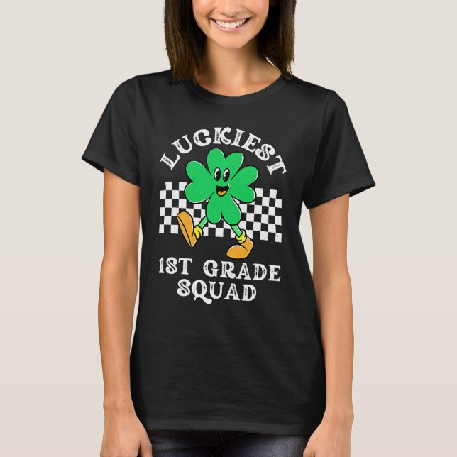 Luckiest 1st Grade Squad Shamrock Kid St Patrick D T-Shirt (Front)