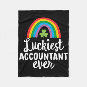 Luckiest Accountant Ever St Patrick Day Shamrocks Fleece Blanket