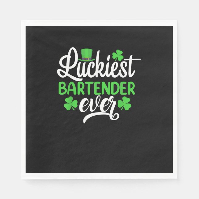 Luckiest Bartender Ever Funny St Patrick's Day Sha Napkin (Front)