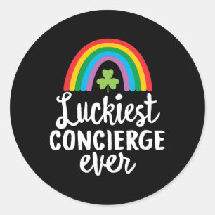 Luckiest Concierge Ever St Patrick Day Shamrocks Classic Round Sticker