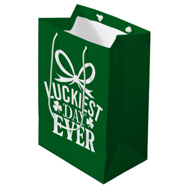 Luckiest Day Ever St Patricks Day Irish Lucky  Medium Gift Bag (Front Angled)
