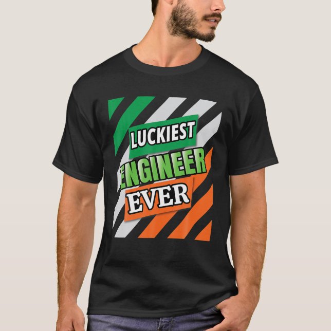 Luckiest Engineer Ever Shamrock St Patrick's Day M T-Shirt (Front)