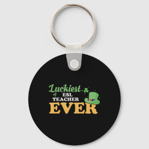 Luckiest Esl Teacher Ever Funny Paddys Patricks Da Keychain