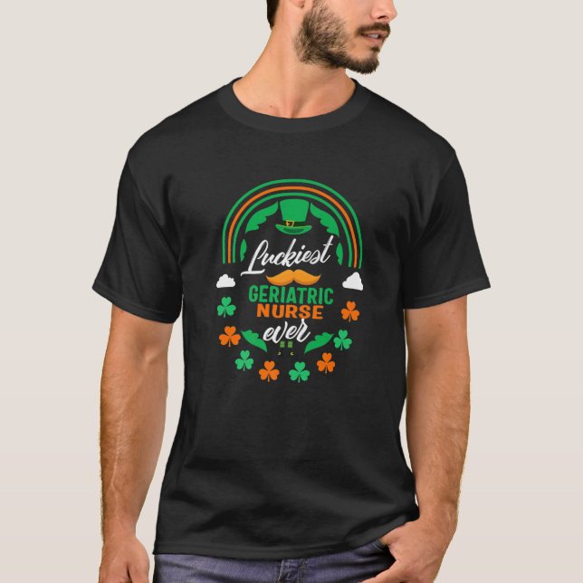 Luckiest Geriatric Nurse Ever Shamrock Top Hat St (Front)