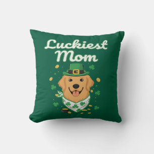 Luckiest Golden Retriever Mom St. Patrick's Day  Throw Pillow