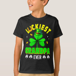 Luckiest grandpa patrick's day shamrocks funny T-Shirt