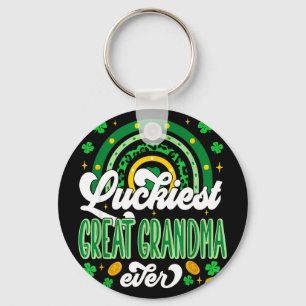 Luckiest great grandma shamrocks lucky st keychain