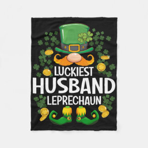 Luckiest Husband Leprechaun St Patricks Day Party Fleece Blanket