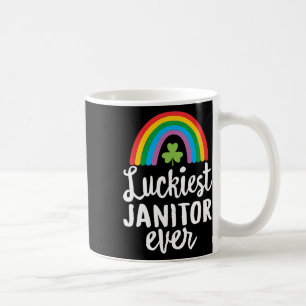 Luckiest Janitor Ever St Patrick Day Shamrocks Coffee Mug