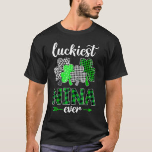 Luckiest Nina Ever Shamrock Green Plaid St Patrick T-Shirt