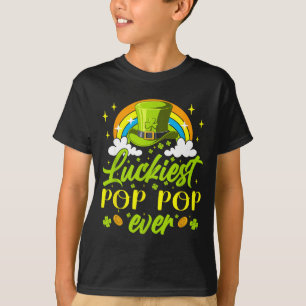 Luckiest pop pop shamrocks lucky st patrick's day  T-Shirt
