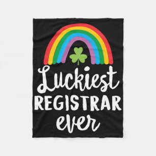 Luckiest Registrar Ever St Patrick Day Shamrocks Fleece Blanket