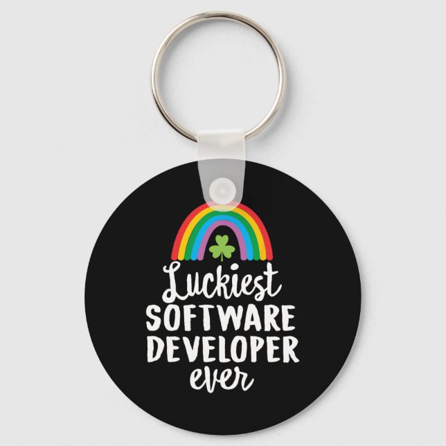 Luckiest Software Developer Ever St Patrick Day Sh Keychain (Front)