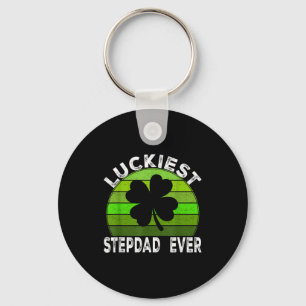 Luckiest stepdad shamrocks lucky st patrick's day keychain