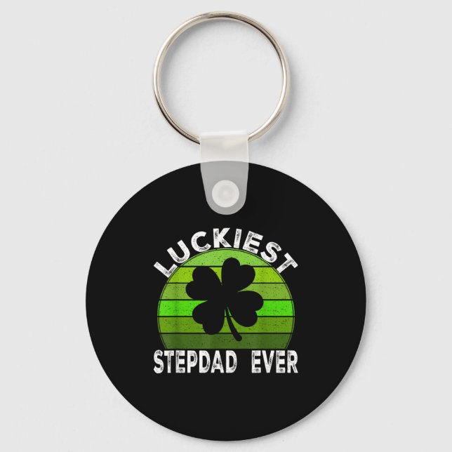 Luckiest stepdad shamrocks lucky st patrick's day  keychain (Front)
