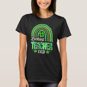 Luckiest Teacher Ever Rainbow Shamrock Cute St Pat T-Shirt