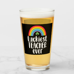Luckiest Teacher Ever School Gift St Patricks Day  Glass