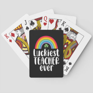 Luckiest Teacher Ever School Gift St Patricks Day  Playing Cards