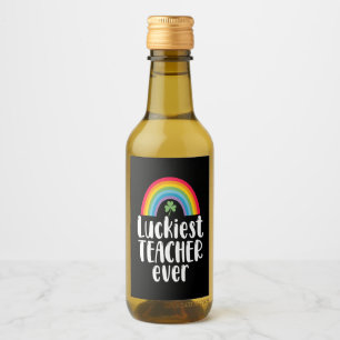 Luckiest Teacher Ever School Gift St Patricks Day Wine Label