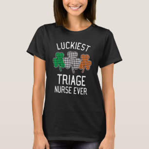 Luckiest Triage Nurse Ever St Patrick's Day Plaid  T-Shirt